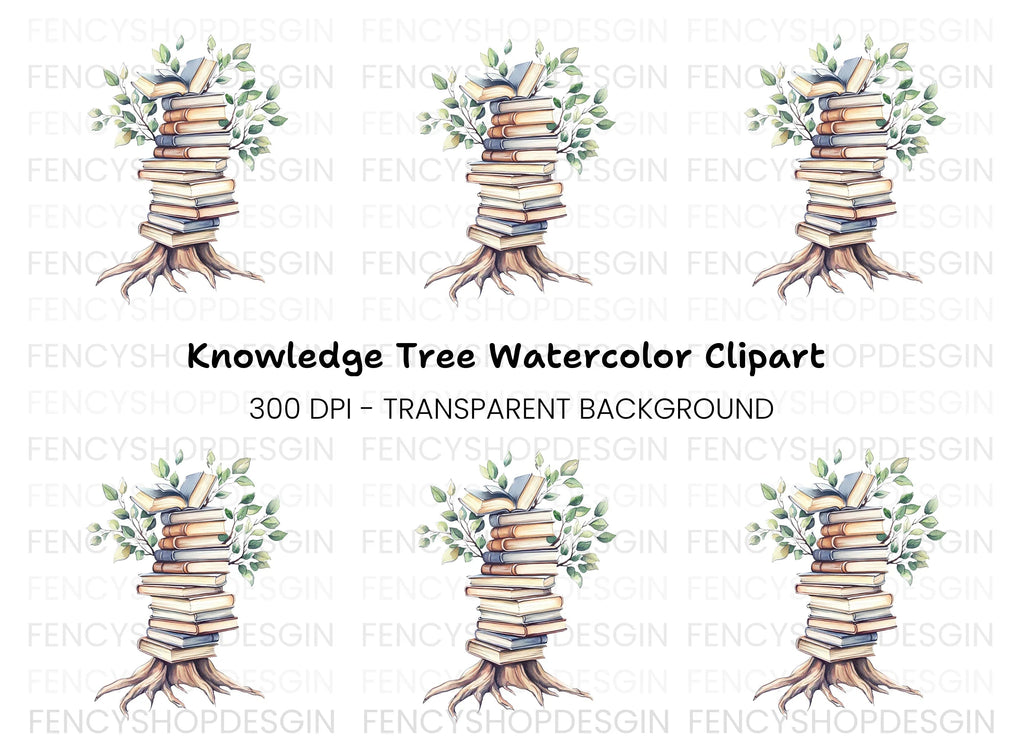 Stacked Books with Leaves Clipart Bundle