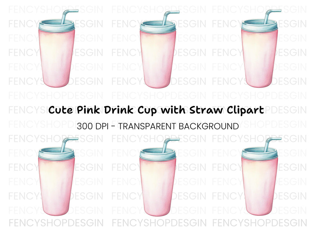 Pink Drink Tumbler Clipart Bundle