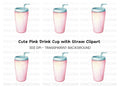 Pink Drink Tumbler Clipart Bundle