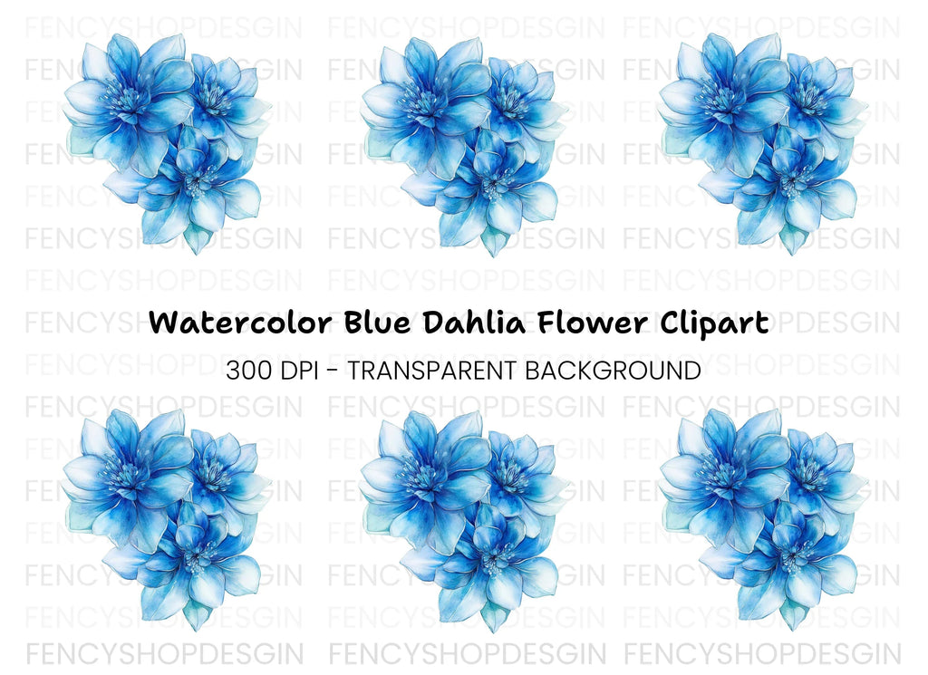 Exquisite Blue Floral Cluster Clipart Bundle