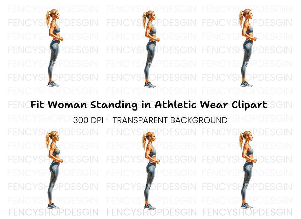 Sporty Woman Standing Clipart Bundle