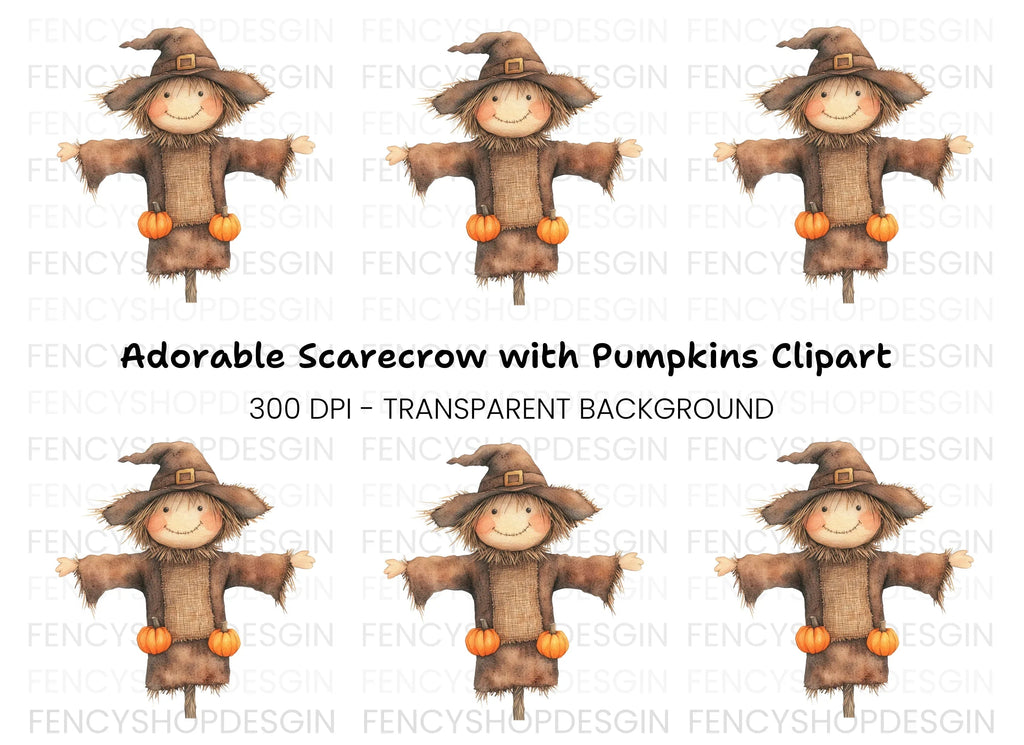 Cute Scarecrow Clipart Bundle