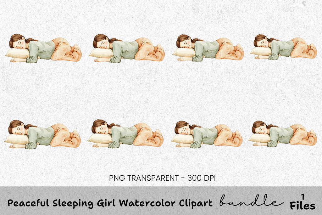 Peaceful Sleeping Girl Clipart Bundle