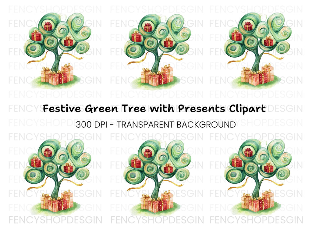 Whimsical Gift Tree Clipart Bundle