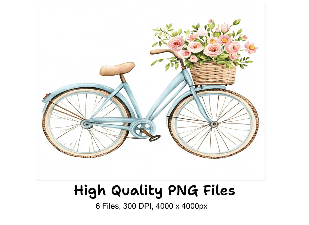 Bicycle with Flowers Clipart Bundle
