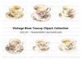 Vintage Floral Teacups Clipart Bundle