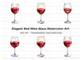 Hand Painted Red Wine Glass Illustrations Clipart Bundle