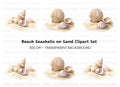 Beautiful Seashells on Sand Clipart Bundle