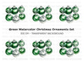 Green and Silver Christmas Baubles Clipart Bundle