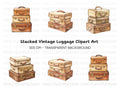 Vintage Suitcase Stack Clipart Bundle