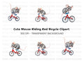 Cute Mice Riding Bikes Clipart Bundle
