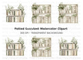 Bookshelf with Greenery Clipart Bundle