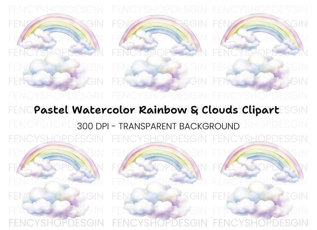 Rainbow and Clouds Clipart Bundle
