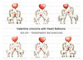 Cute Unicorns with Heart Balloons Clipart Bundle