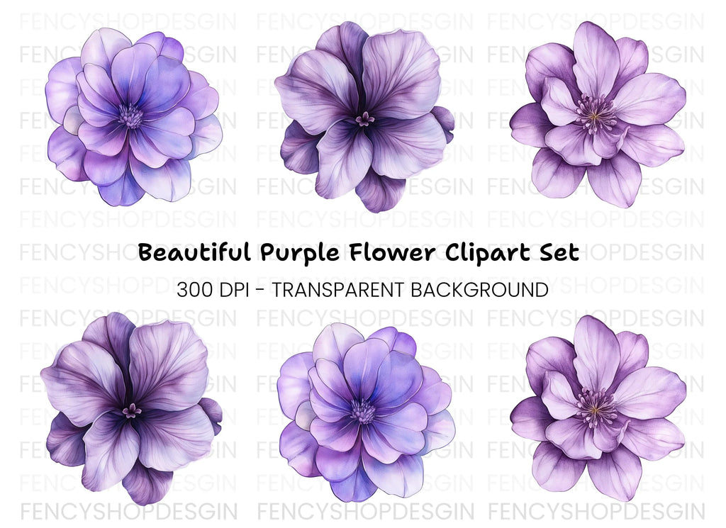 Vibrant Purple Geranium Clipart Bundle