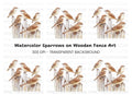 Sparrows on Fence Clipart Bundle
