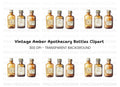 Vintage Brown Potion Bottles Clipart Bundle
