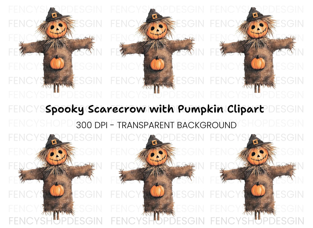 Cute Pumpkin Scarecrow Clipart Bundle
