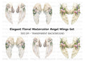 Elegant Angel Wings with Flowers Clipart Bundle
