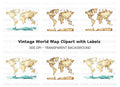 Vintage World Map Antarctica Clipart Bundle