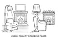 Comforting Fireplace Armchair Coloring Books