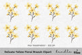 Delicate Yellow Floral Branch Clipart Bundle