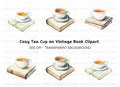 Tea Cups and Books Clipart Bundle