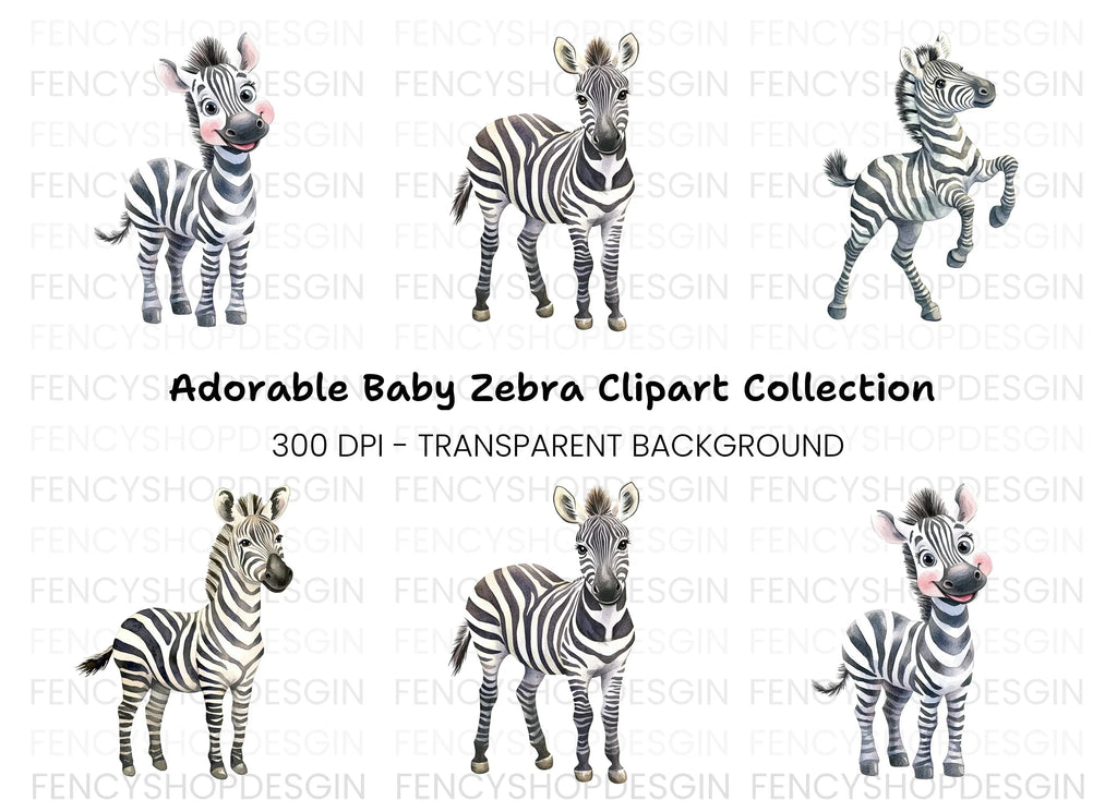 Adorable Zebra Clipart Bundle