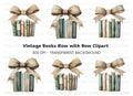 Vintage Books with Burlap Bow Clipart Bundle