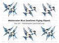 Graceful Blue Swallows Clipart Bundle