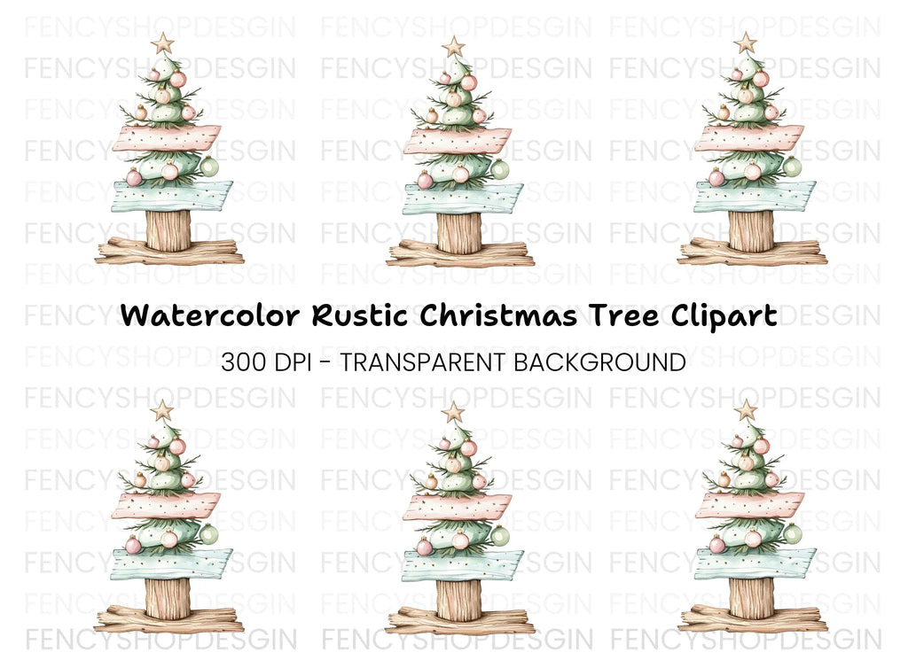 Pastel Christmas Tree Ornaments Clipart Bundle