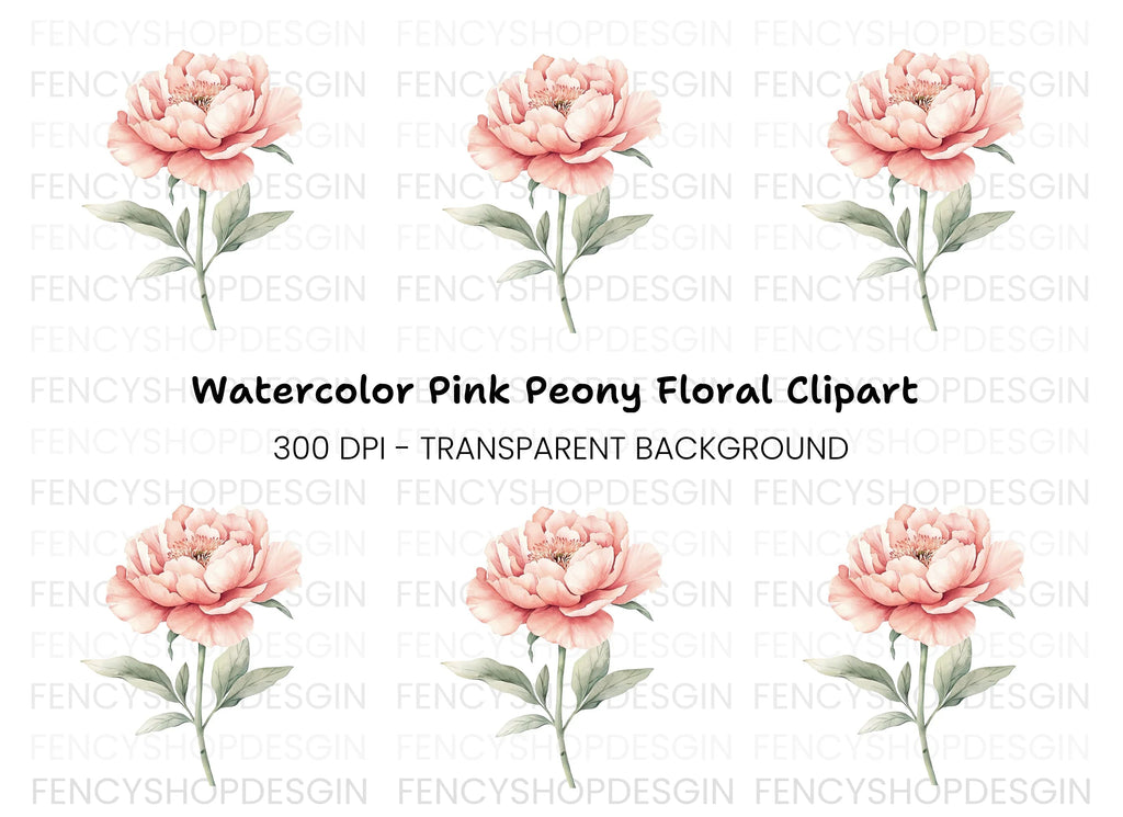 Elegant Pink Peony Clipart Bundle