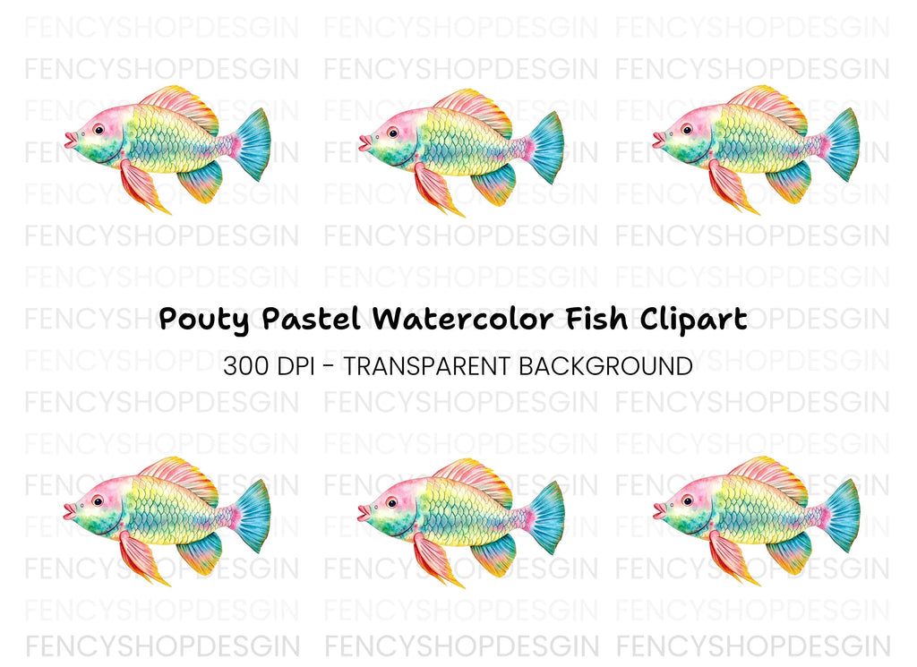 Colorful Rainbow Fish Clipart Bundle