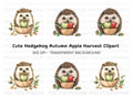 Cute Hedgehog with Apples Clipart Bundle