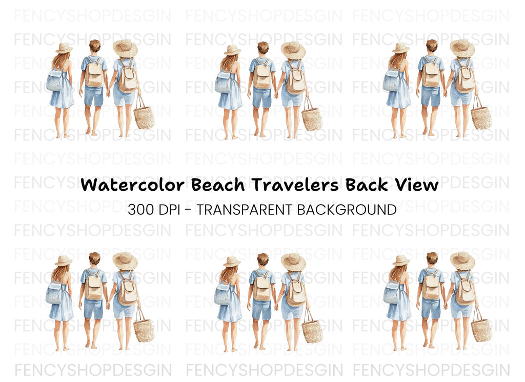Family Beach Walk Clipart Bundle