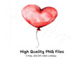 Single Red Heart Balloons Clipart Bundle