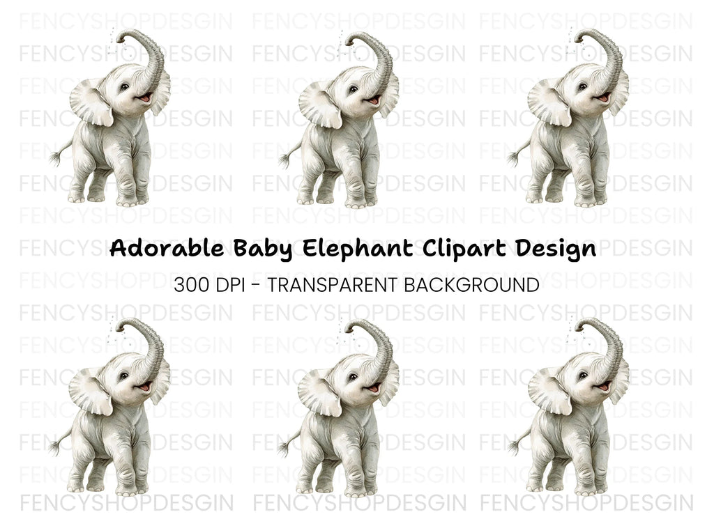 Cute Baby Elephant Clipart Bundle