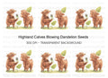 Highland Calf Blowing Dandelion Clipart Bundle