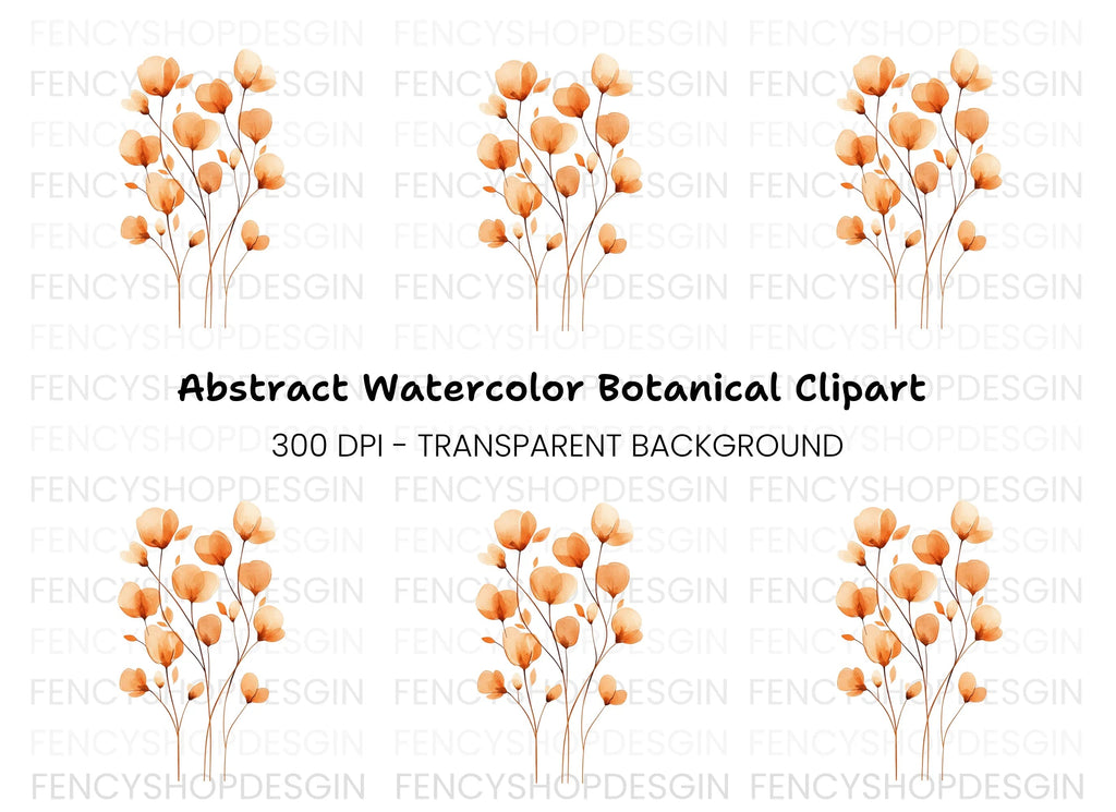 Orange Floral Clipart Bundle