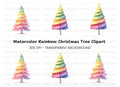 Hand Painted Rainbow Christmas Tree Clipart Bundle