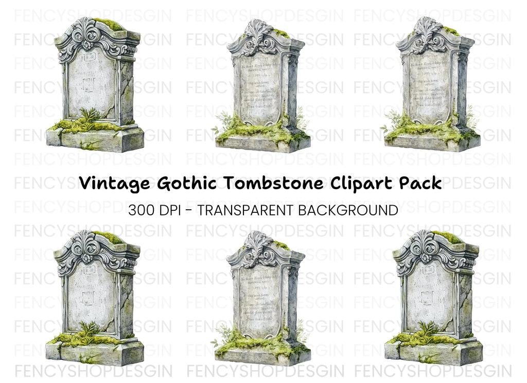 Vintage Gravestones Clipart Bundle