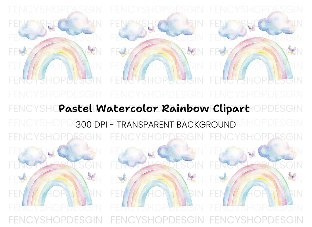 Rainbow Butterflies Clipart Bundle