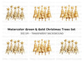 Golden Christmas Tree Clipart Bundle