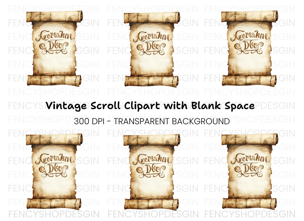 Vintage Scroll Calligraphy Clipart Bundle