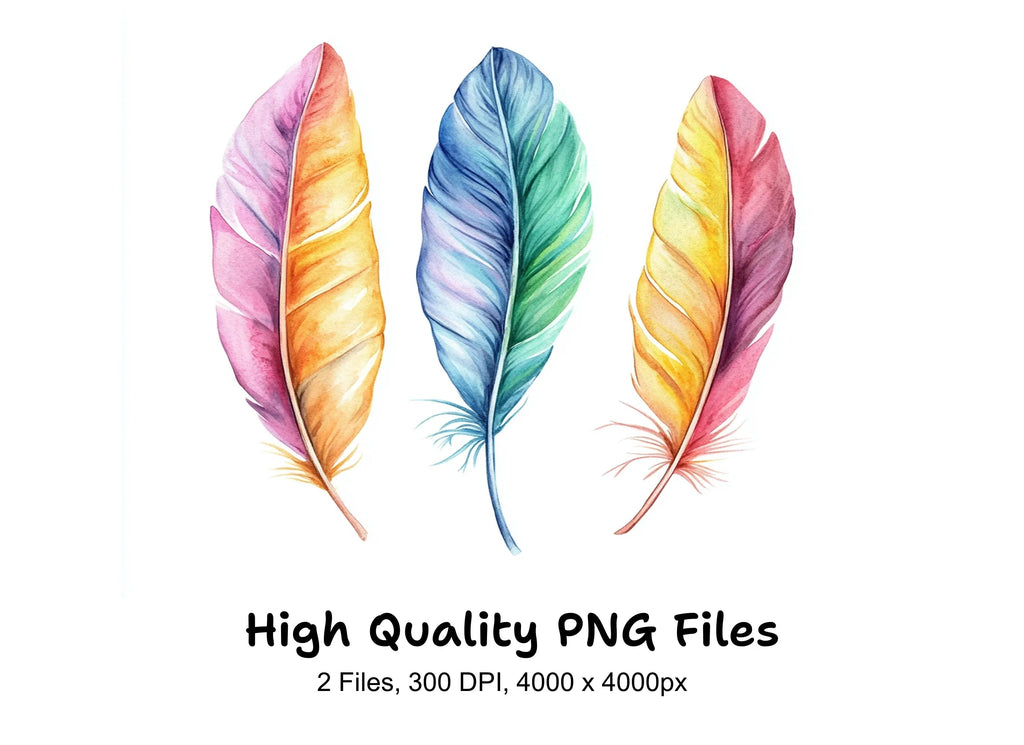 Vibrant Feather Clipart Bundle