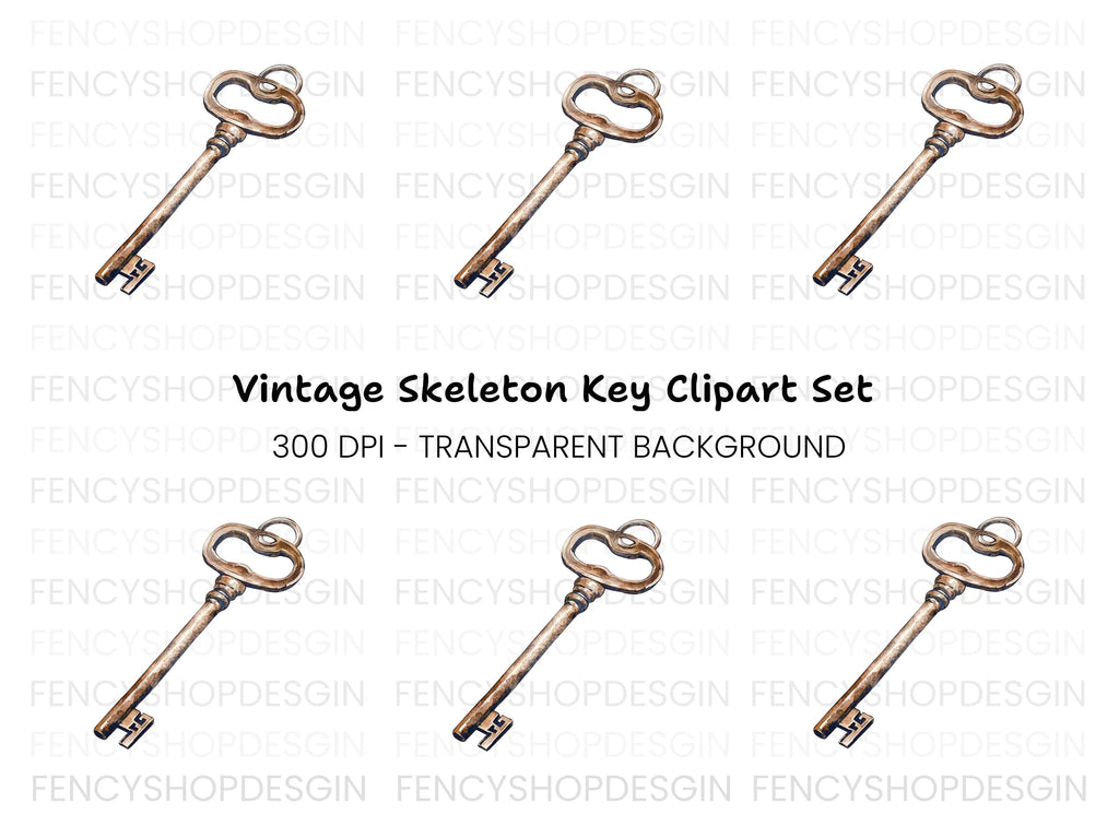 Ornate Antique Key Clipart Bundle