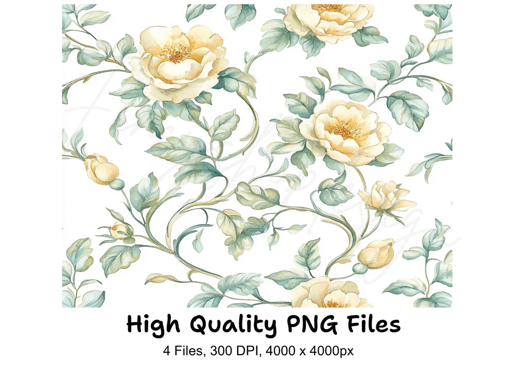 Floral Vines Seamless Pattern Clipart Bundle
