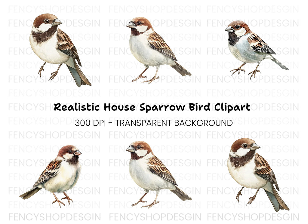House Sparrow Bird Clipart Bundle