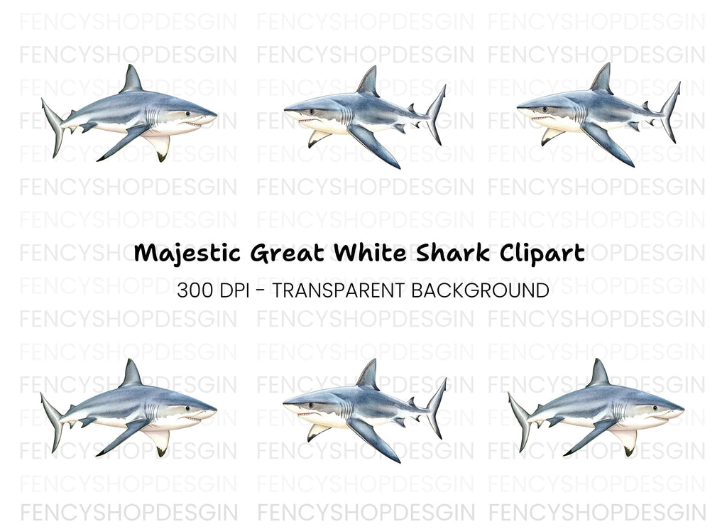 Realistic Shark Clipart Bundle