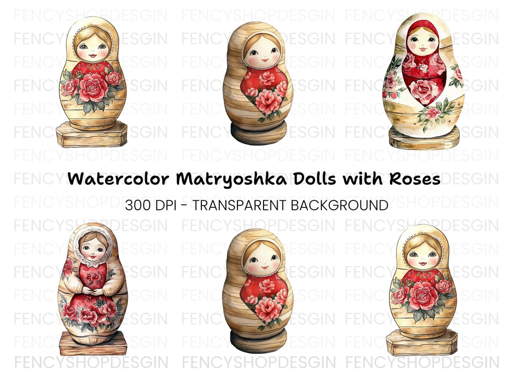 Russian Nesting Dolls Clipart Bundle
